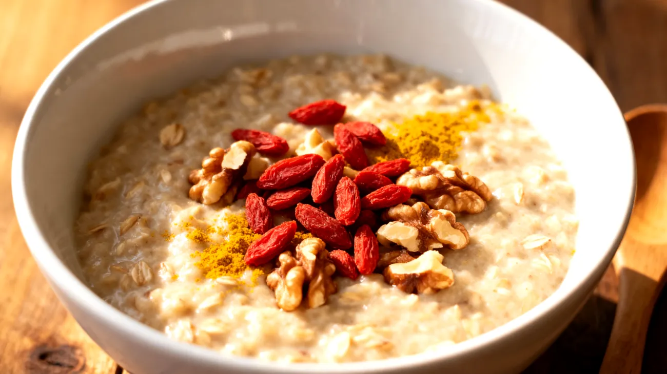 Goji-Beeren-Porridge mit Walnüssen und Kurkuma"
