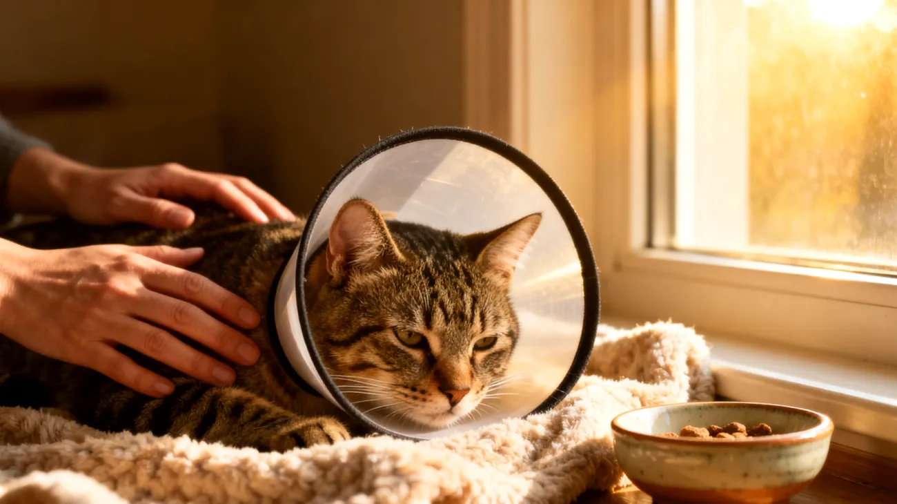 Katze zeigt nach der Kastration Verhaltensänderungen und benötigt angepasste tägliche Routinen zur Förderung der Heilung und Gewöhnung an die neue Lebenssituation"