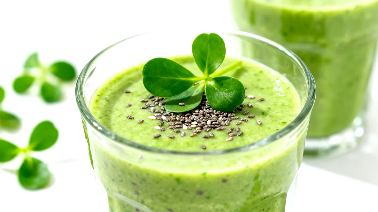 Kefir-Wasserkraut-Smoothie mit Flohsamenschalen"