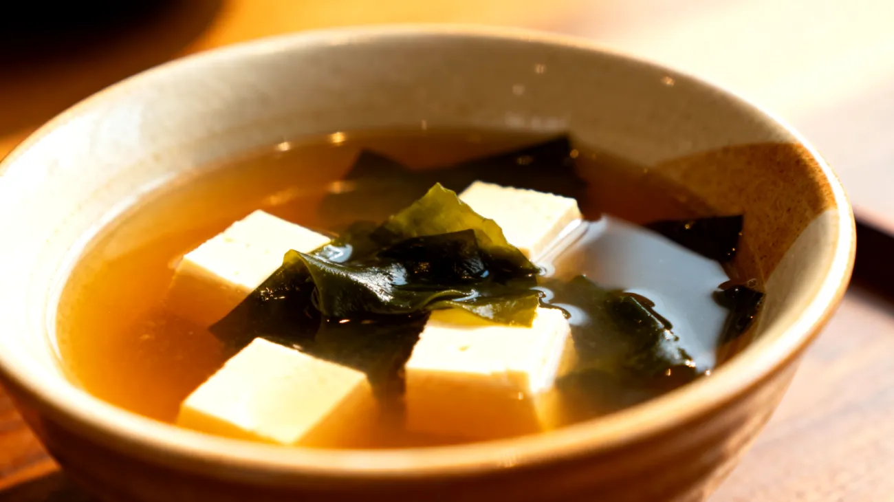 Miso-Suppe mit Wakame-Algen und Tofu"