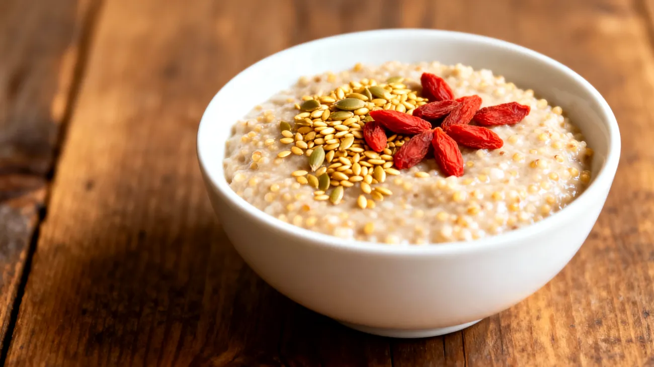 Quinoa-Amaranth-Pudding mit Hanfsamen und Goji-Beeren"