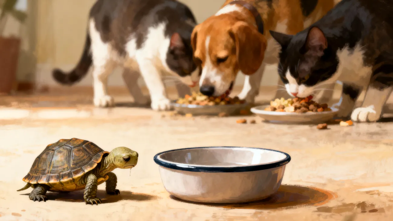 Schildkröten haben oft Probleme mit der Nährstoffaufnahme und Verdauung, wenn sie mit anderen Tieren zusammenleben, da sie unterschiedliche Fressgewohnheiten haben und durch schnellere Tiere beim Fressen gestört oder verdrängt werden können"