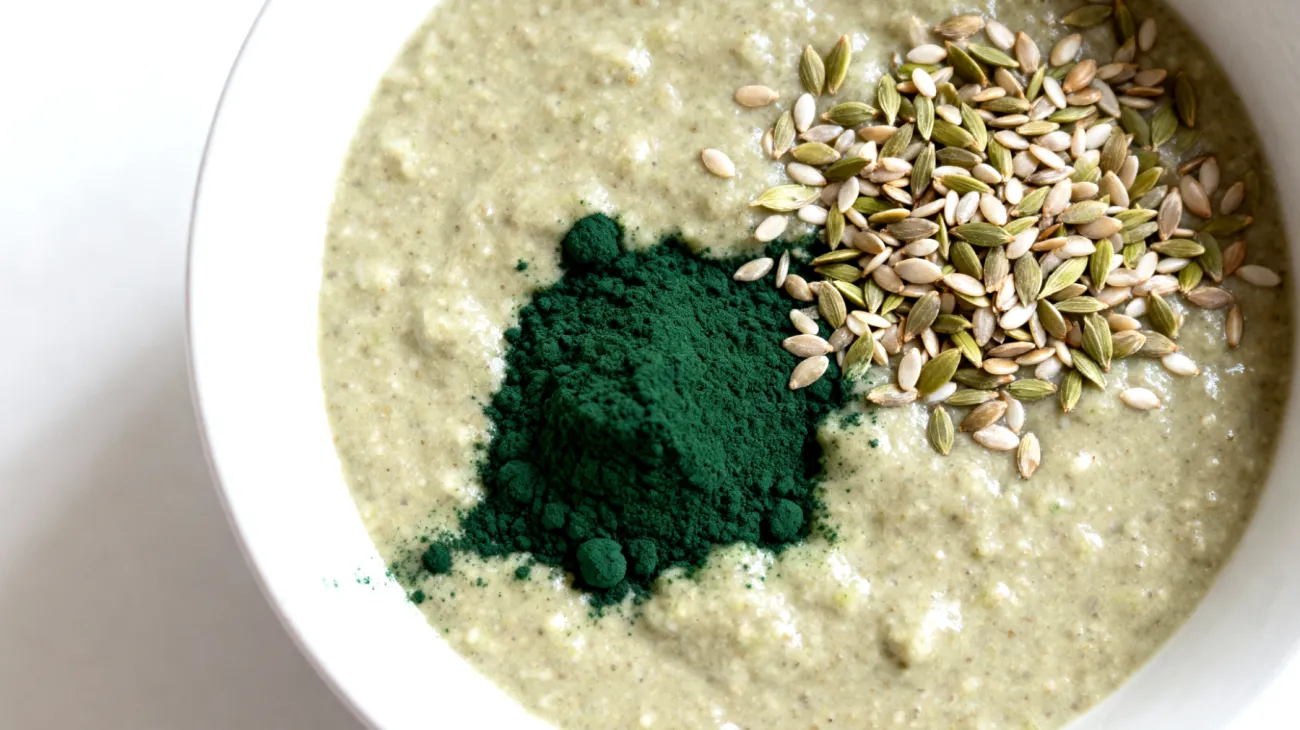 Teff-Pudding mit Hanfsamen und Spirulina"